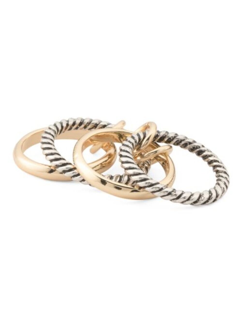TRUE TO FORM 14k Gold Plated Twisted Rope Wire Stack Ring